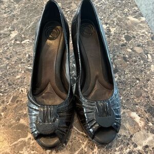 Naturalizer Black Peep-Toe Heels